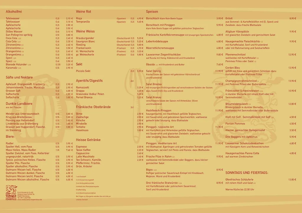 Menu_Restauration Kopernikus - Restaurant & Biergarten_Nürnberg_immagine_1