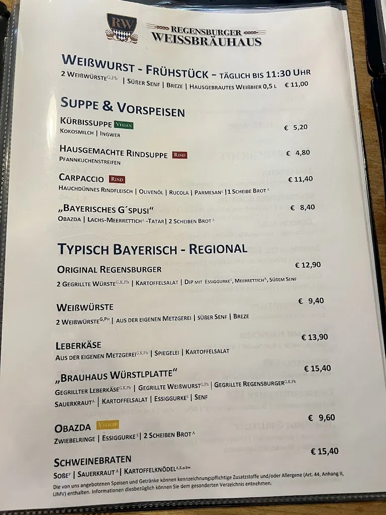 Menü_Regensburger Weissbräuhaus_Regensburg_Bild_1