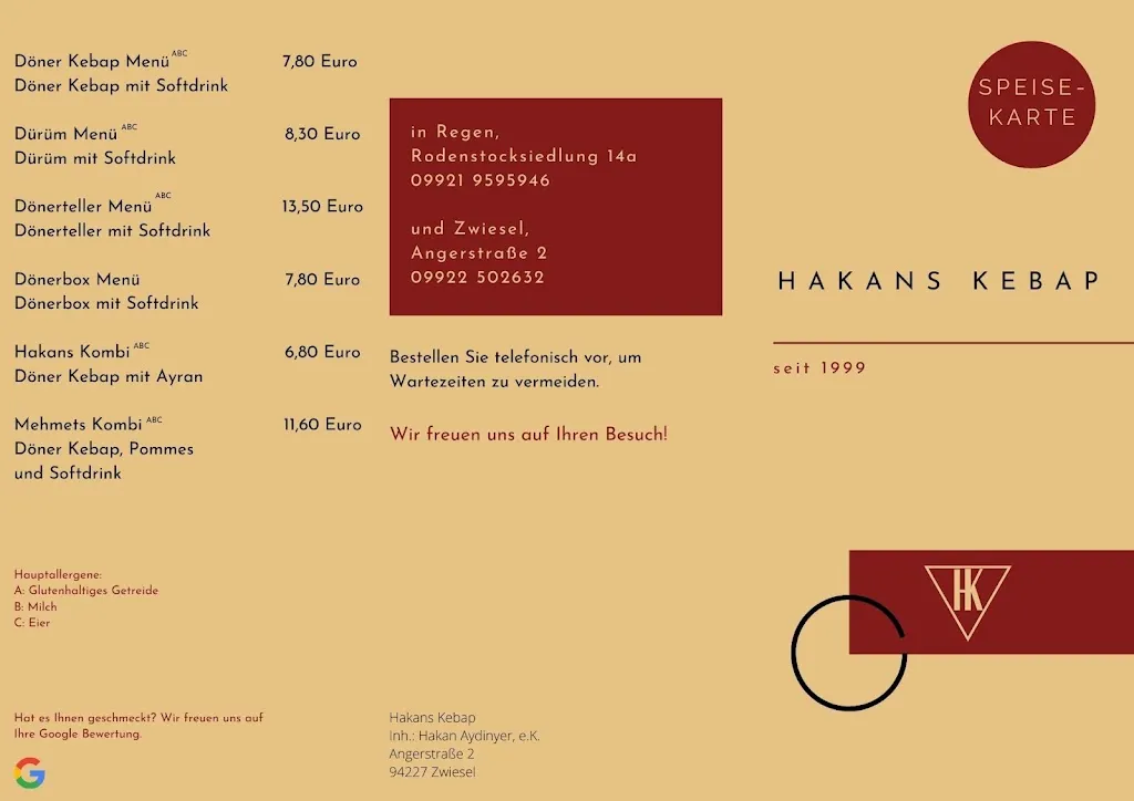 Menu_Restaurant Hakans Kebap_Regen_immagine_1