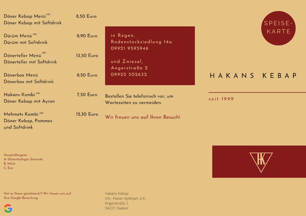 Menu_Restaurant Hakans Kebap_Regen_immagine_2