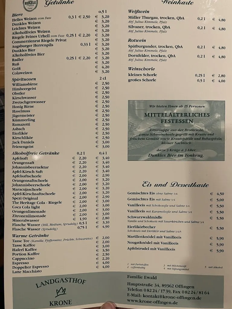 Menu_Landgasthof Krone_Offingen_immagine_2