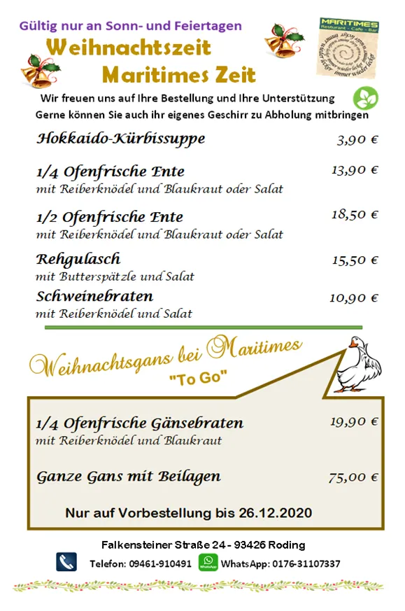 Menu_Cafe Restaurant Maritimes_Roding_immagine_1