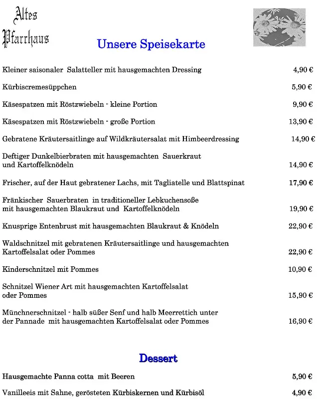 Menu_Altes Pfarrhaus Göringsreuth_Schönwald_image_1