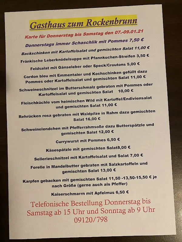 Menu_Historisches Gasthaus zum Rockenbrunn_Pegnitz_immagine_1