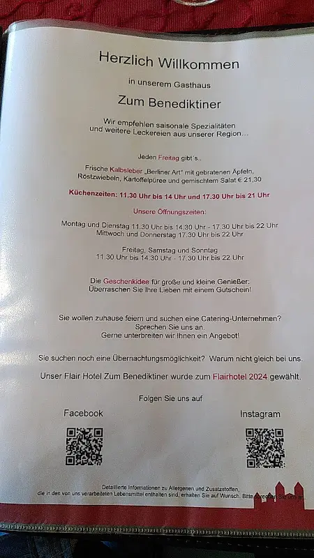 Menu_Gasthaus Zum Benediktiner_Main_immagine_1