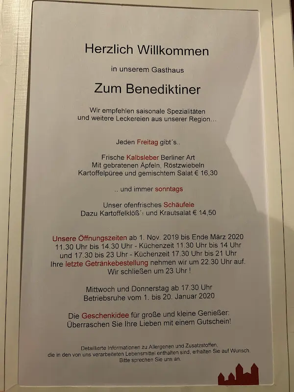 Menu_Gasthaus Zum Benediktiner_Main_immagine_2