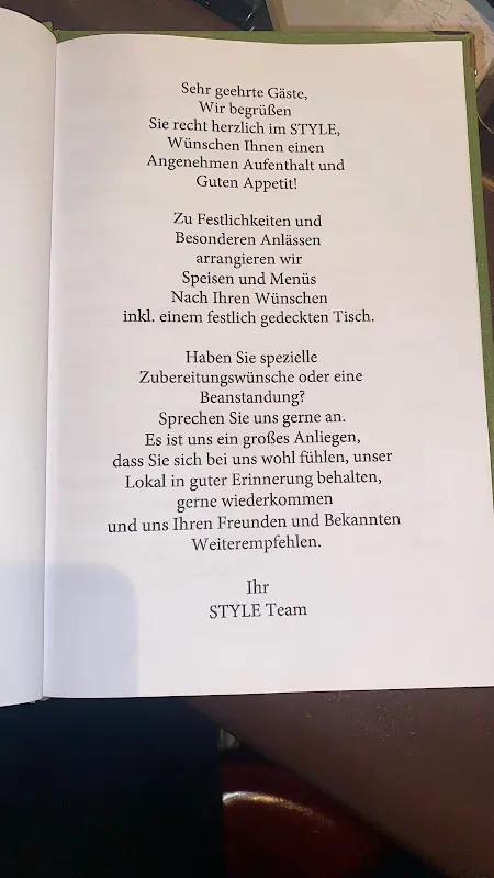 Menu_STYLE Cocktailbar - Restaurant - Weinlounge_Schwabmünchen_immagine_1