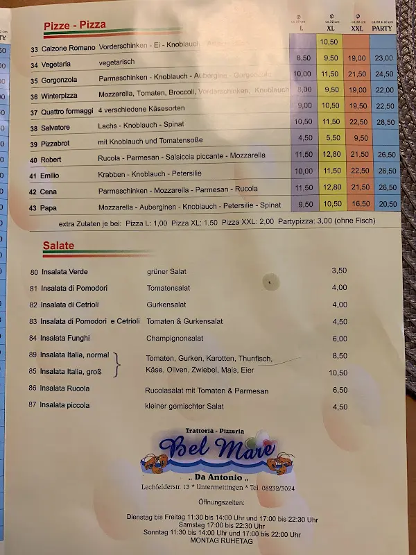 Menu_Restaurant Bel Mare da Antonio_Untermeitingen_immagine_4