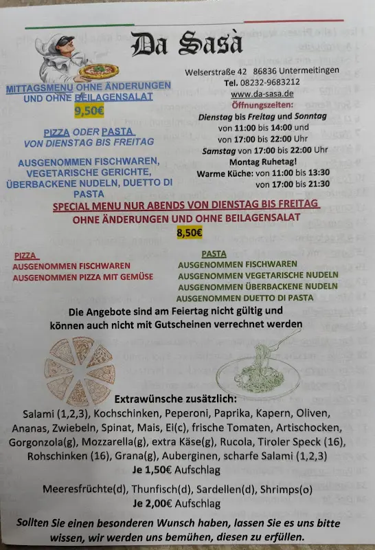 Menu_Restaurant Da Sasà_Untermeitingen_immagine_1