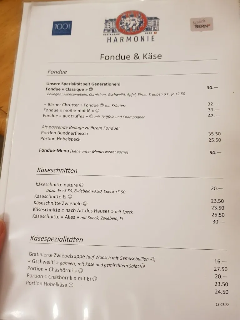 Menu_Restaurant Harmonie_Bern_image_1