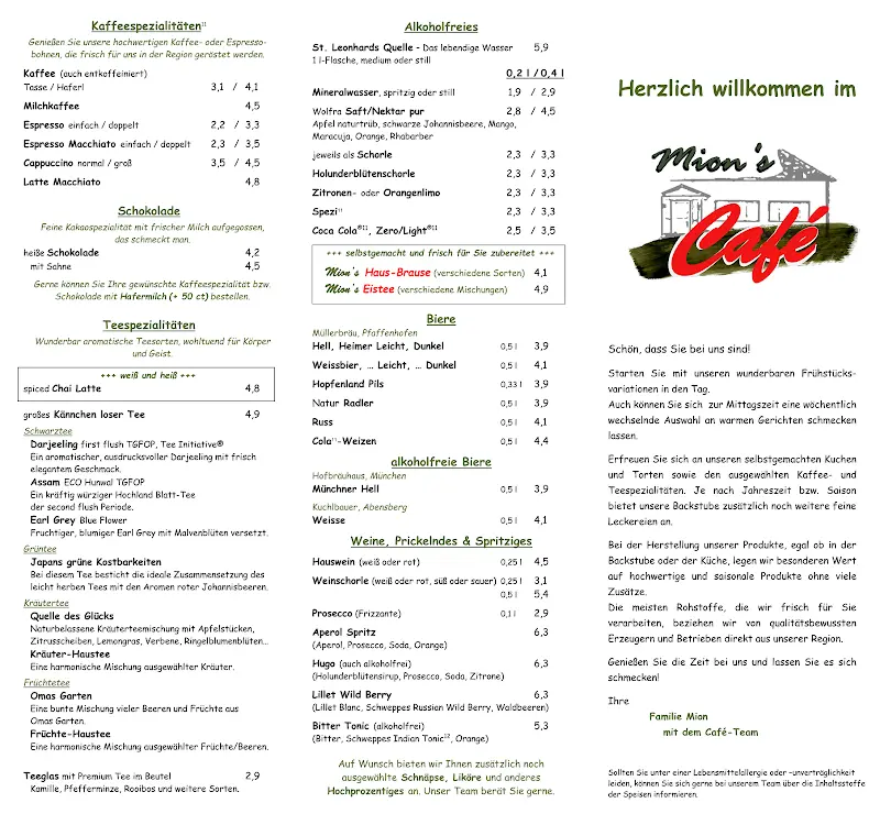 Menu_Mion's Café_Schweitenkirchen_image_1