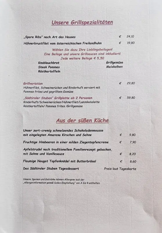 Menu_Restaurant Südtiroler Stube_Austria_image_3
