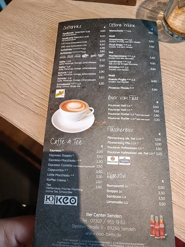 Menu_Ciao Bella Iller-Center_Senden_immagine_1