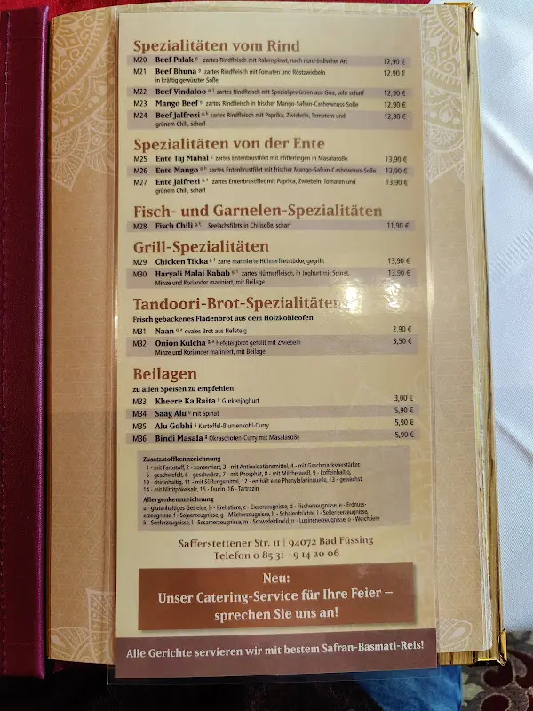 Menu_Taj Mahal Traditional Indian Restaurant_Inn_image_1