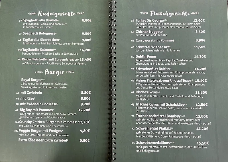 Menü_Irish House Dublin_Inn_Bild_2