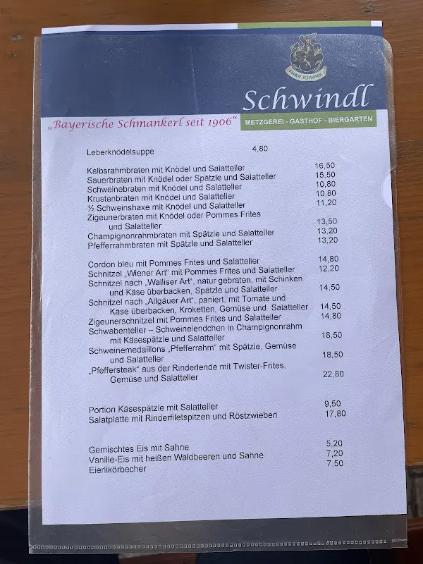 Menu_Johann Schwindl Gaststätte_Sinzing_image_2