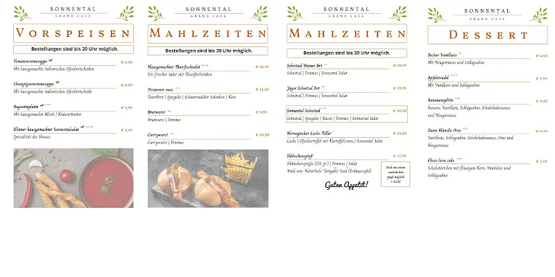 Menu_Gasthof Sonnental - Grand café / Restaurant_Winterberg_immagine_1