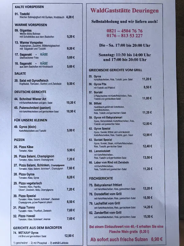 Menu_Restaurant Waldgaststätte Deuringen - Georgios Niras_Stadtbergen_immagine_1