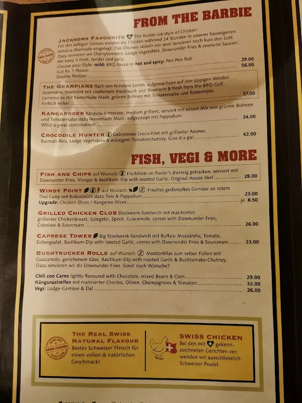 Menu_Outback Lodge, Zürich Stadelhofen_Zürich_immagine_1