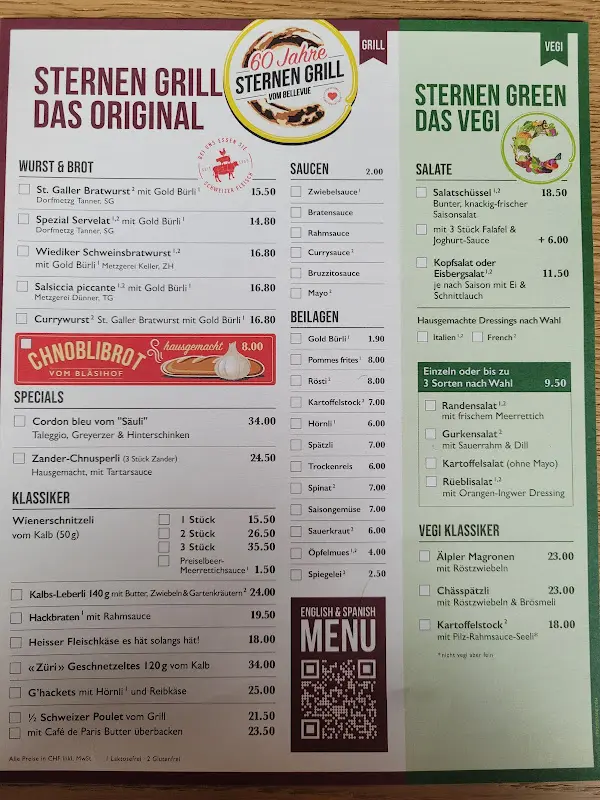 Menu_Sternen Grill + Sternen Grill Restaurant im oberen Stock._Zürich_immagine_1