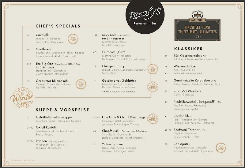 Menu_Rosaly's Restaurant & Bar_Zürich_image_1