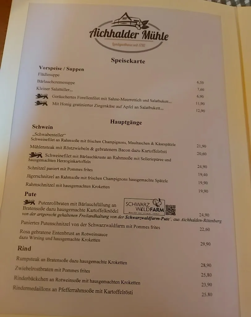 Menu_Landgasthaus Aichhalder Mühle_Schiltach_immagine_4