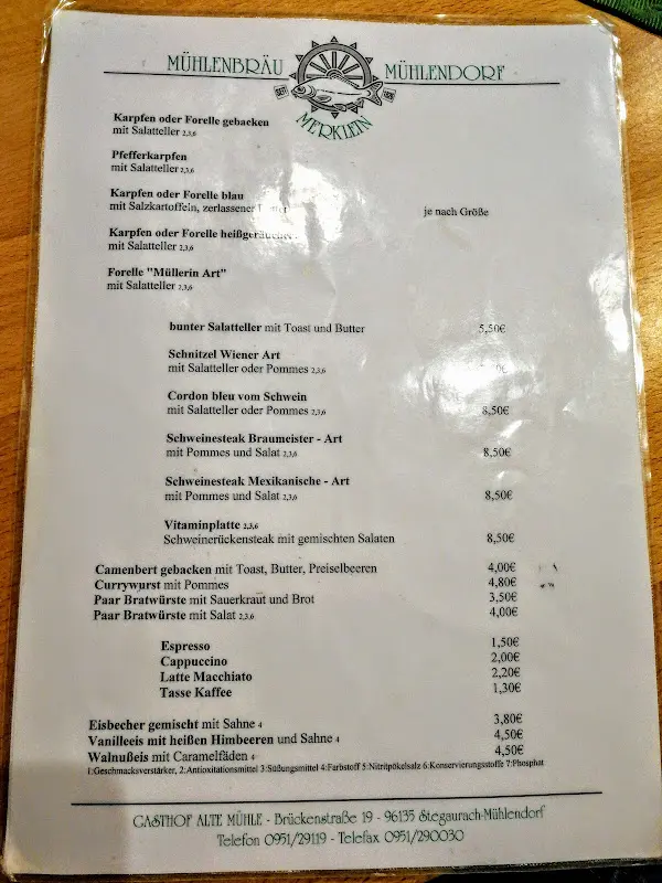 Menu_Brauerei + Gaststätte Alte Mühle_Stegaurach_immagine_1