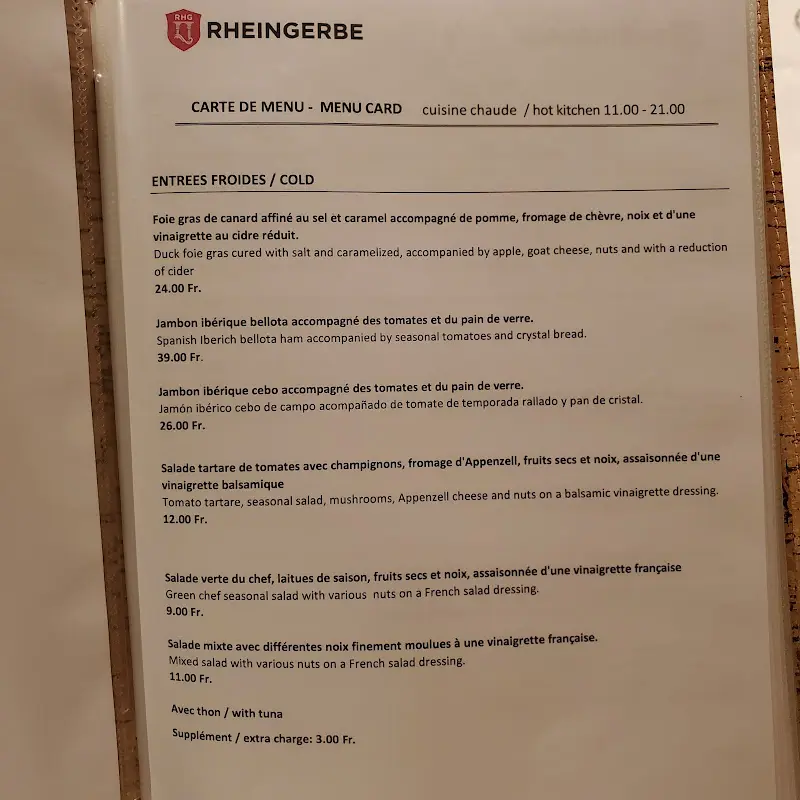 Menu_Restaurant & Hotel Rheingerbe_Rhein_immagine_1