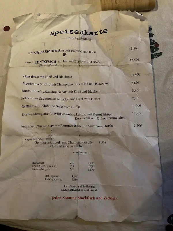 Menu_Gaststätte Dorfwirtshaus Hildner_Wallenfels_image_1