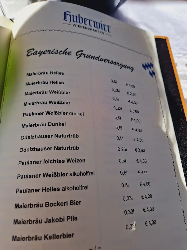Menu_Huberwirt - Das Wirtshaus Wiedenzhausen_Sulzemoos_immagine_1