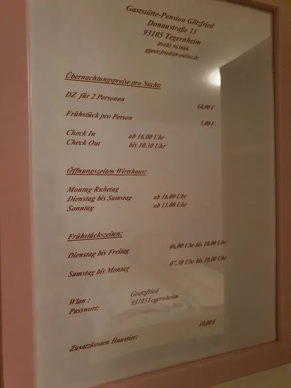 Menu_Gaststätte-Pension Götzfried_Tegernheim_immagine_3