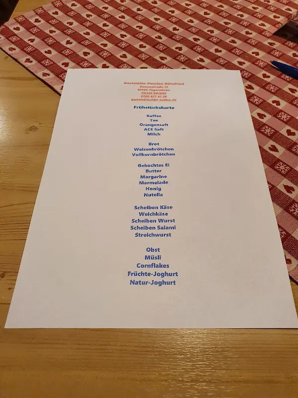 Menu_Gaststätte-Pension Götzfried_Tegernheim_immagine_4