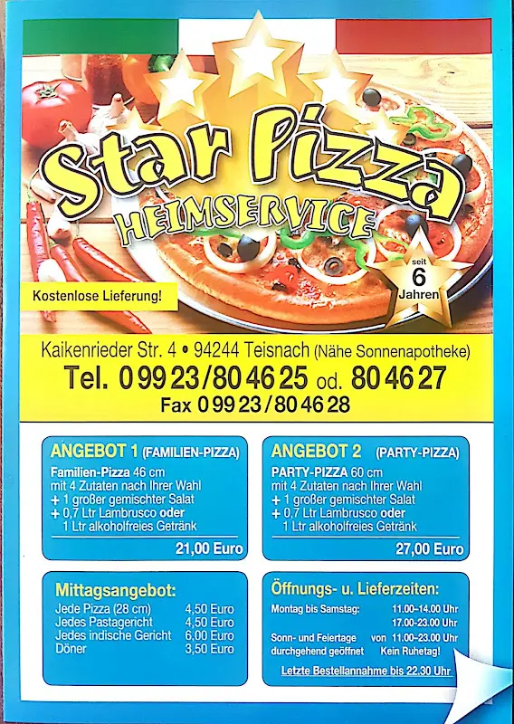 Menu_Star Pizza Teisnach Heimservice_Teisnach_immagine_2