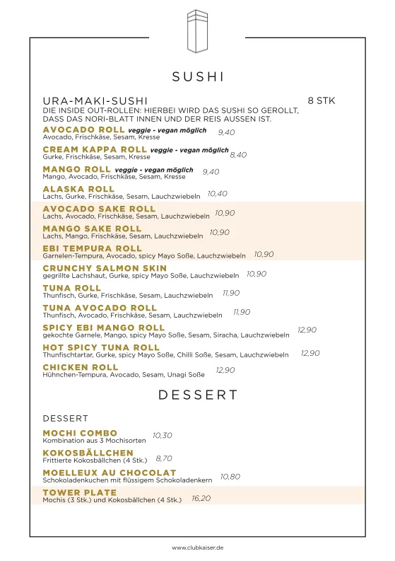 Menu_Club Kaiser Skybar - Heilbronn_Heilbronn_immagine_2