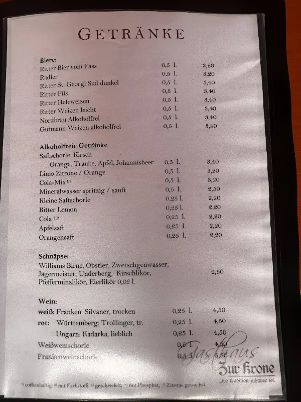 Menu_Gasthaus zur Krone_Thalmässing_immagine_1