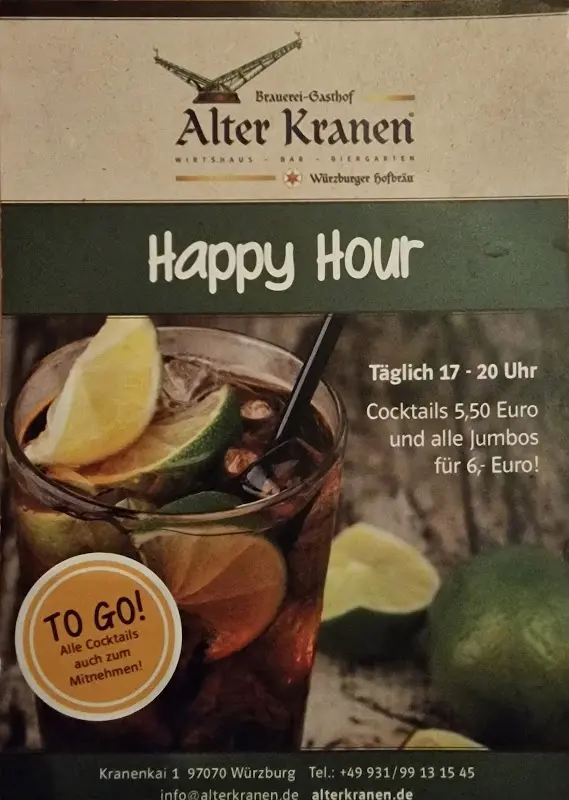 Menu_Alter Kranen Restaurant and Beer garden_Würzburg_immagine_1