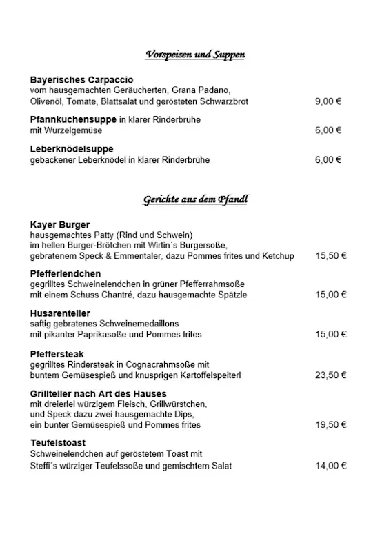 Menu_Wirt z‘Kay - Gasthof Stockhammer - Wirtshaus | Metzgerei | Zimmer_Tittmoning_immagine_1