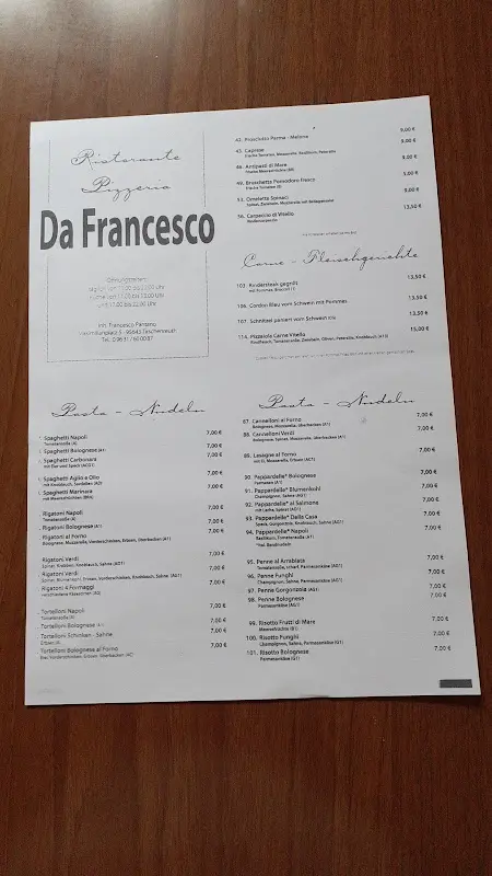 Menü_Da Francesco_Tirschenreuth_Bild_1