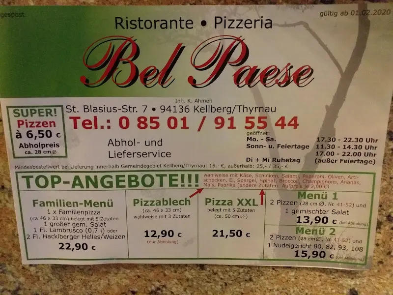 Menu_Pizzeria Bel Paese_Thyrnau_image_1