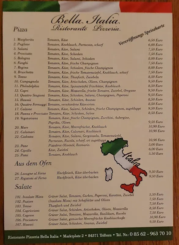 Menu_Ristorante Bella Italia Triftern_Triftern_immagine_1