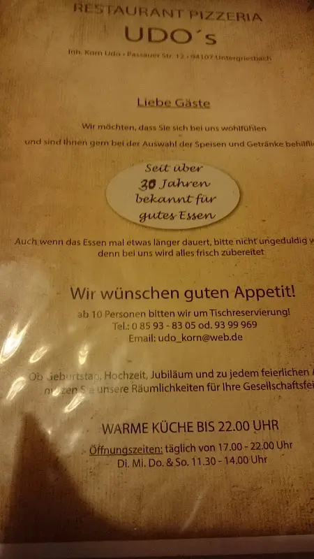 Menu_UDO/S RESTAURANT PIZZERIA_Untergriesbach_image_2