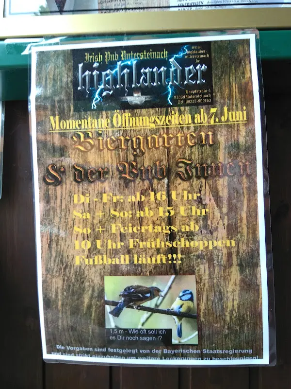 Menu_Irish & Scotch Music-Pub Highlander_Untersteinach_immagine_1