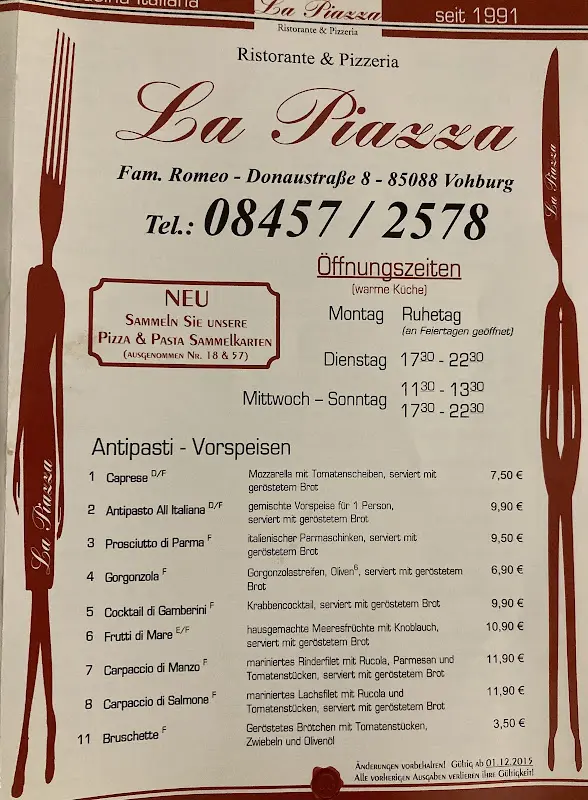 Menu_Ristorante La Piazza_Donau_image_1