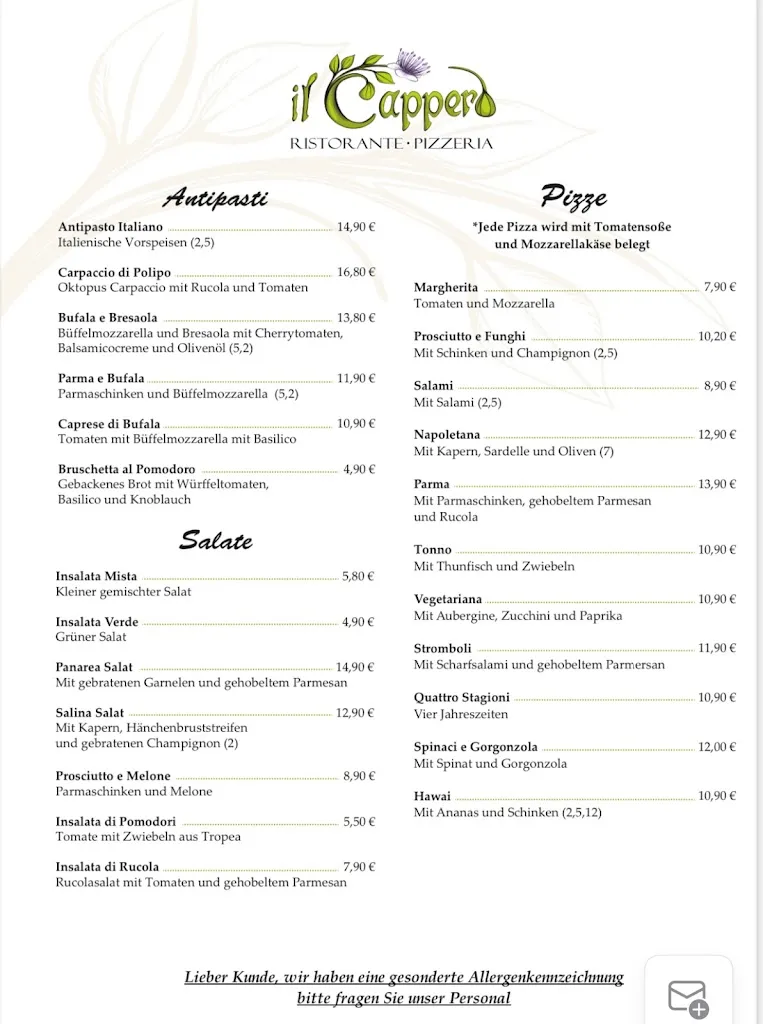 Menu_Il Cappero Ristorante Pizzeria_Badenweiler_immagine_2