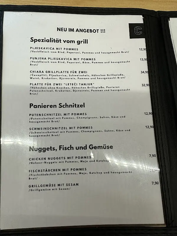 Menu_Café Chiara - Restaurant, Kroatische/Deutsche Küche_Vöhringen_immagine_1