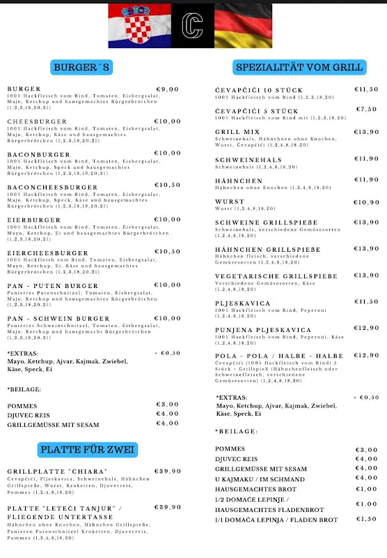 Menu_Café Chiara - Restaurant, Kroatische/Deutsche Küche_Vöhringen_immagine_2