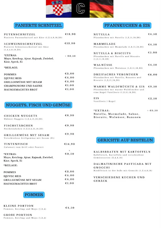 Menu_Café Chiara - Restaurant, Kroatische/Deutsche Küche_Vöhringen_immagine_3