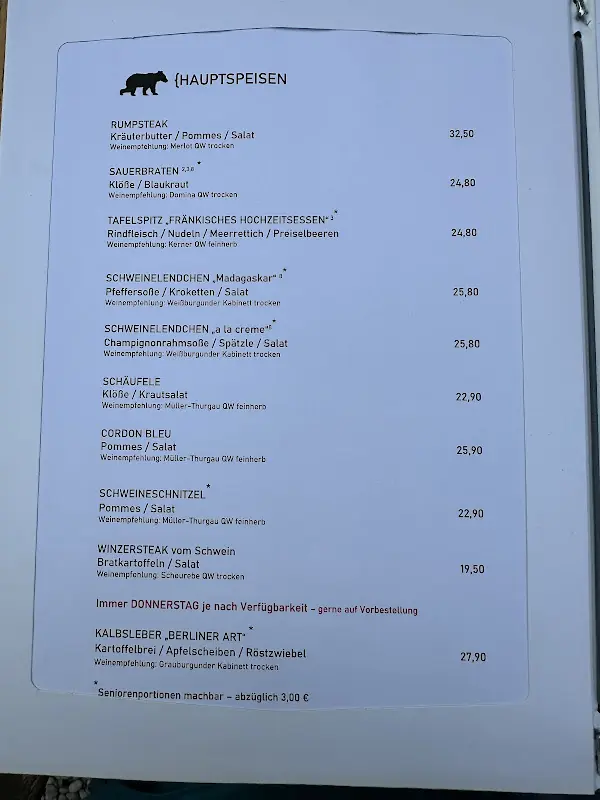Menu_Brauner Bär und weiße Taube • Fränkische Gastwirtschaft_Volkach_image_1
