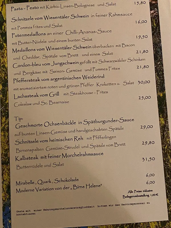 Menu_Gasthaus Waldstüble_Wehr_immagine_2