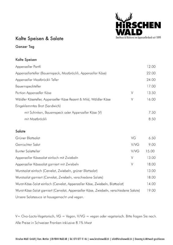 Menu_Hirschen Wald GmbH - Gasthaus & Bäckerei_Wald_image_3